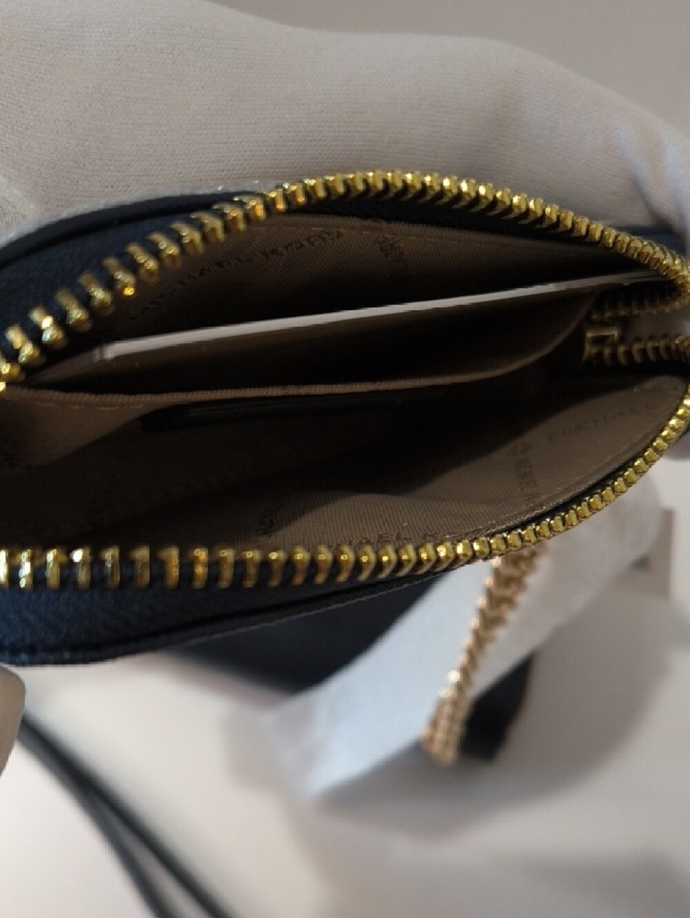 Michael Kors Hudson Navy Dome Satchel with Snake-Print Handles and Gold Hardware - Picture 14 of 17